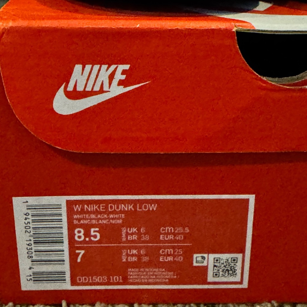 Nike Dunk Low in White and Black